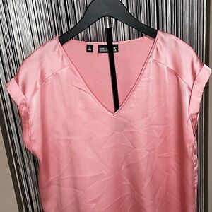 New York & Company Pink Satin Blouse